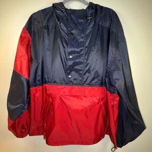 Vintage Britches Great Outdoors Nylon Anorak Jacket Large Red Navy Pullover